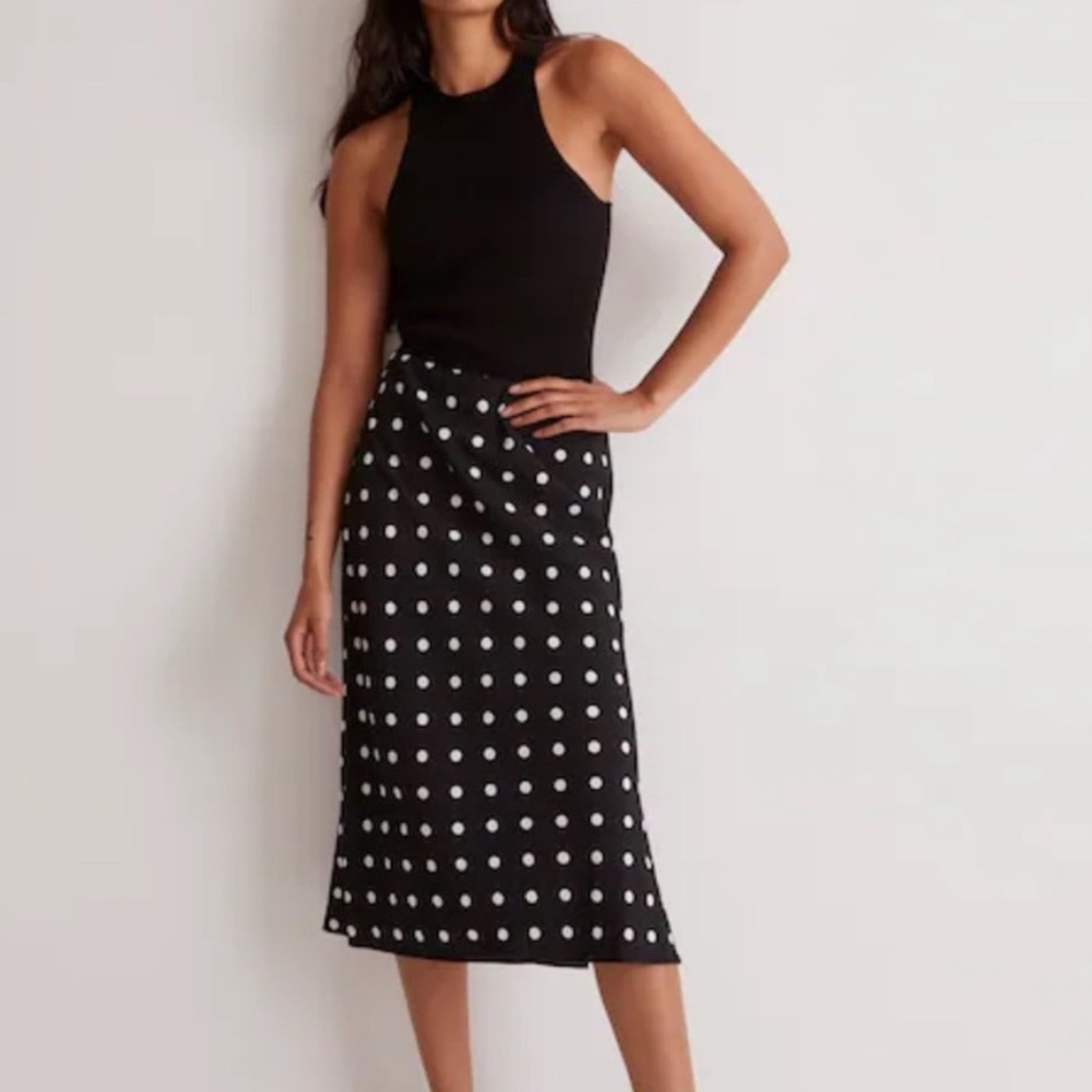 Madewell Charcoal and White Polka Dot Skirt (00)